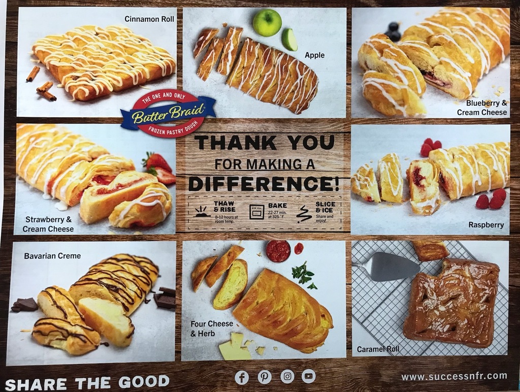 Butter Braid Pastry choices